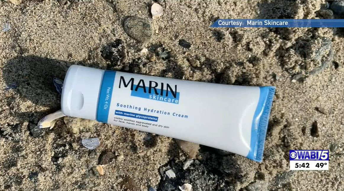 WABI logo with Marin Skincare headline about grant to develop lobster-derived skin cream