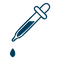 Simple blue icon of an eyedropper with a single droplet falling below it.