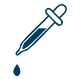 Simple blue icon of an eyedropper with a single droplet falling below it.
