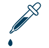 Simple blue icon of an eyedropper with a single droplet falling below it.