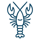 Blue line icon of a lobster
