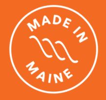 Orange circular seal reading Made in Maine
