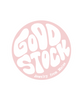 Pink circular logo with white bubble letters reading 'GOOD STOCK'; small curved text: 'Jewelry from Maine'.